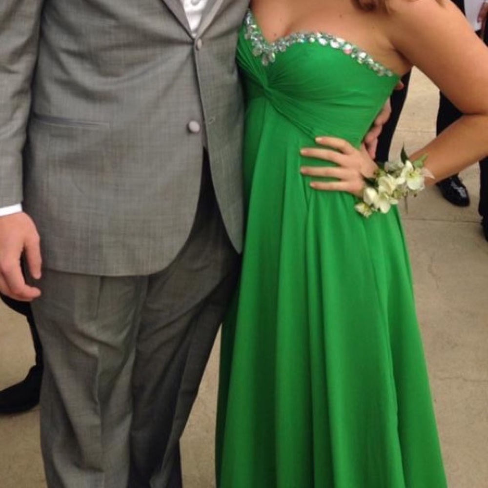 Designer Prom Dress - Green - Picture 6 of 8
